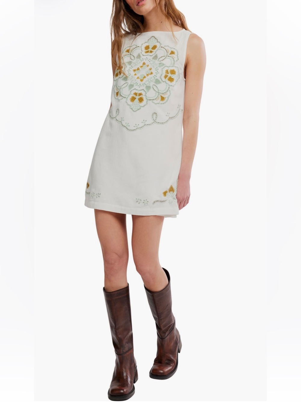 Free People Electric Garden Embroidered Mini Dress